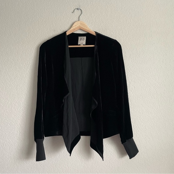 Go by Go Silk Blazer Womens Extra Small Velvet Waterfall Jacket - Picture 1 of 8